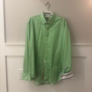 Men's Robert Graham Green Striped Button-Down Shirt